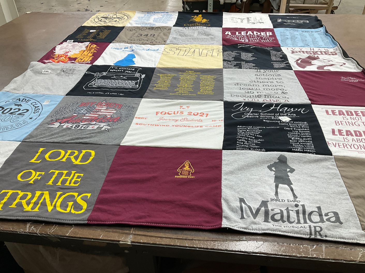 T-shirt quilt from ivy dawn charter school of the arts by Shelly from FL
