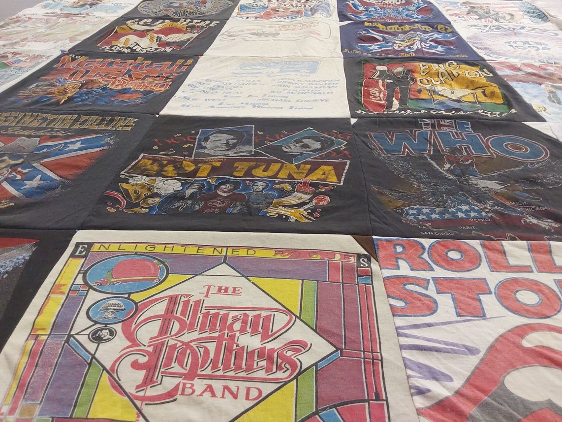 T-shirt quilt with music, bands themes by George from NJ