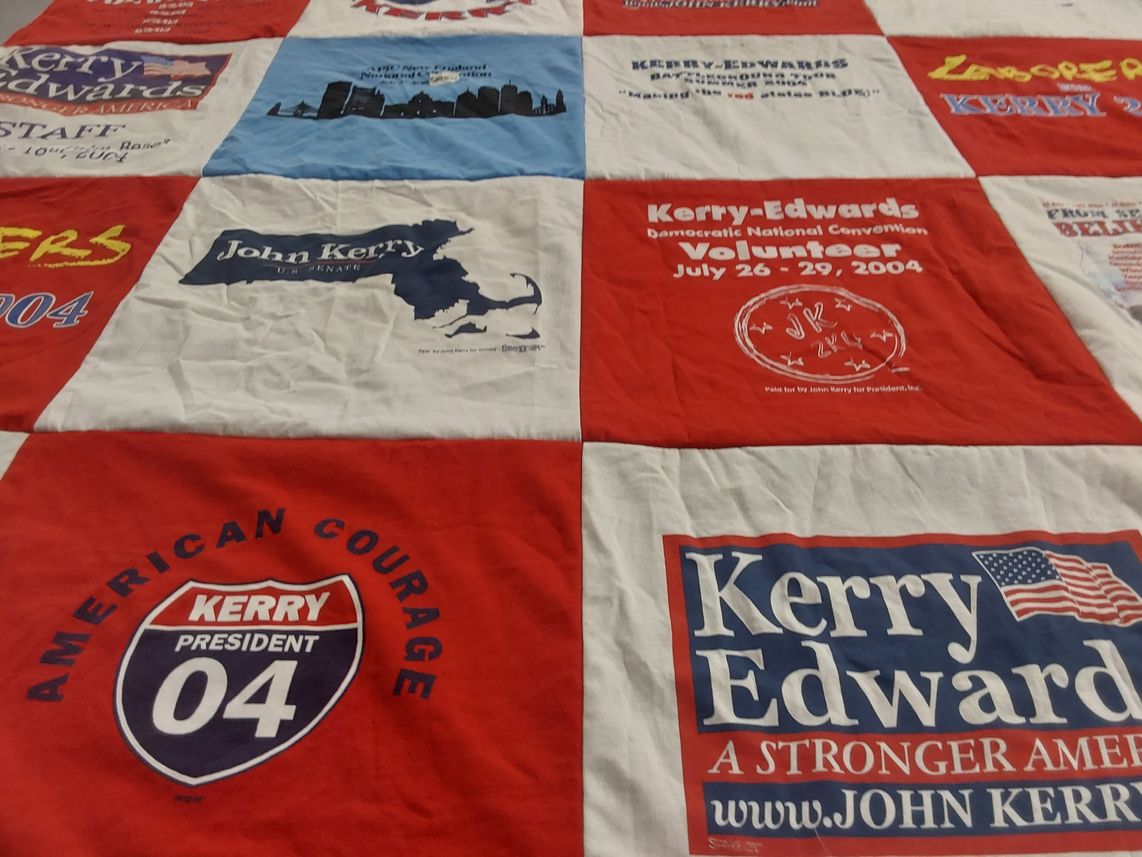 T-shirt quilt with politics, elections themes by Adam from MD