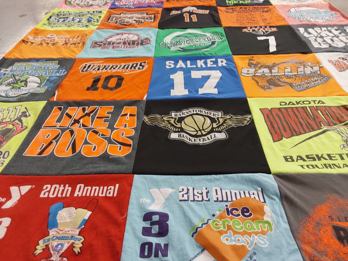T-shirt quilt featuring warriors, barnstormers by Kelly from IA