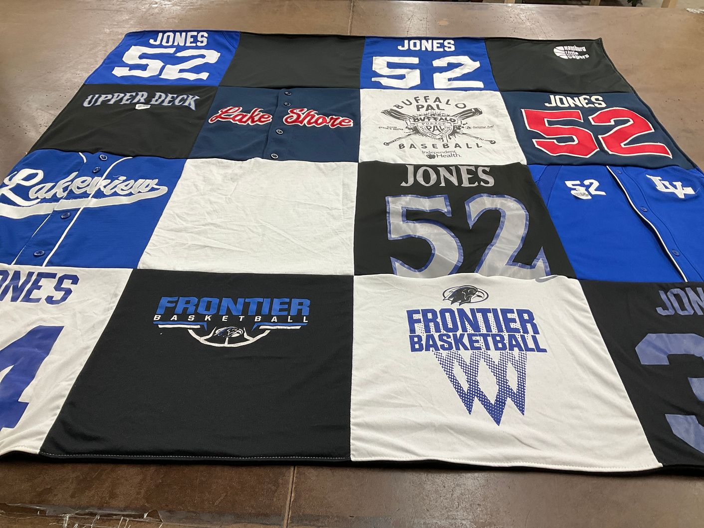 T-shirt quilt featuring frontier high school basketball by Jacki from NY