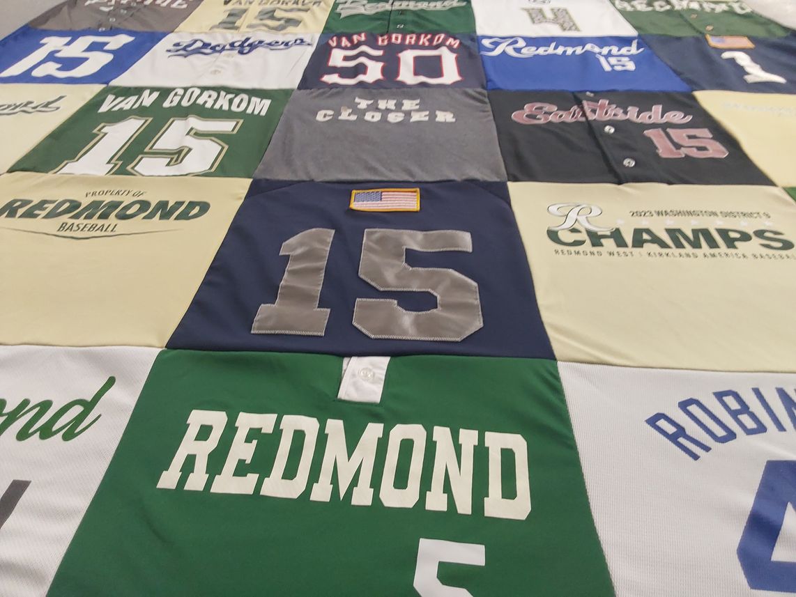 T-shirt quilt featuring redmond west kirkland athletics baseball by Lissa from WA