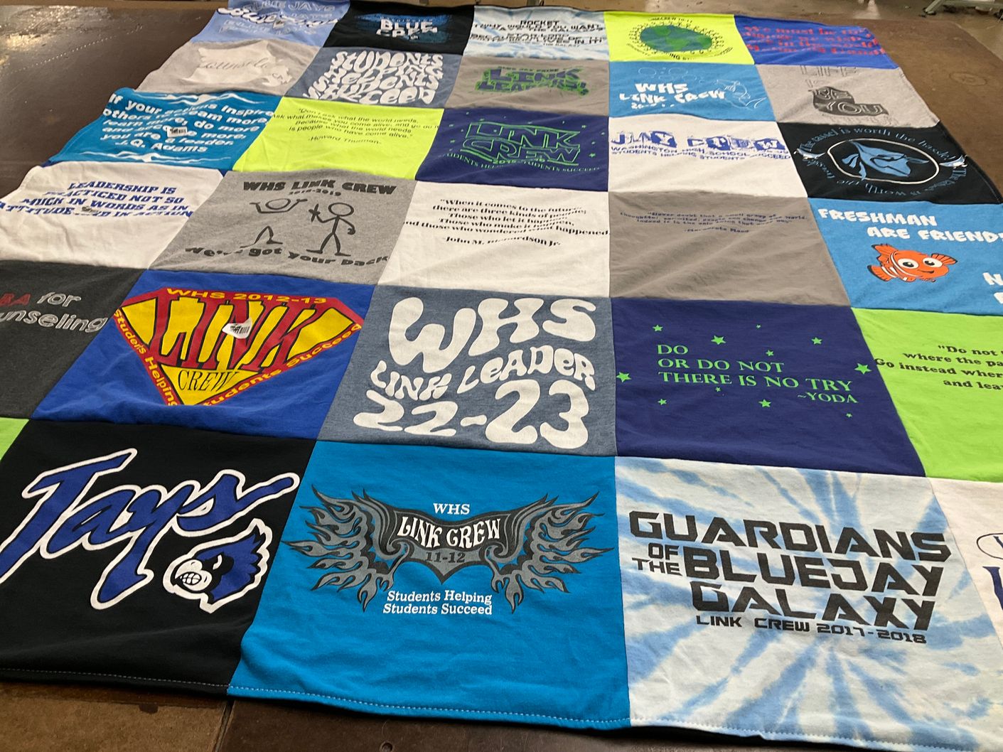 T-shirt quilt featuring bluejays by Kelly from MO