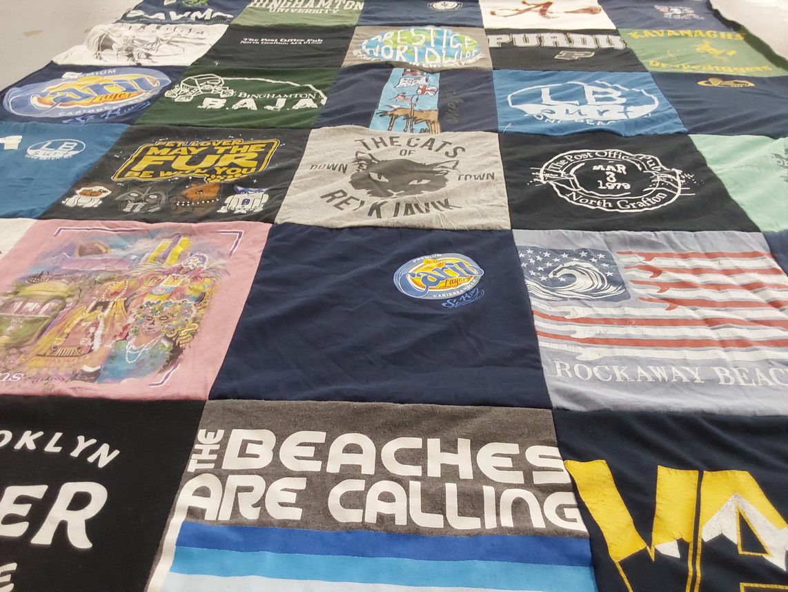 T-shirt quilt from binghamton university, purdue university by Martina from NY