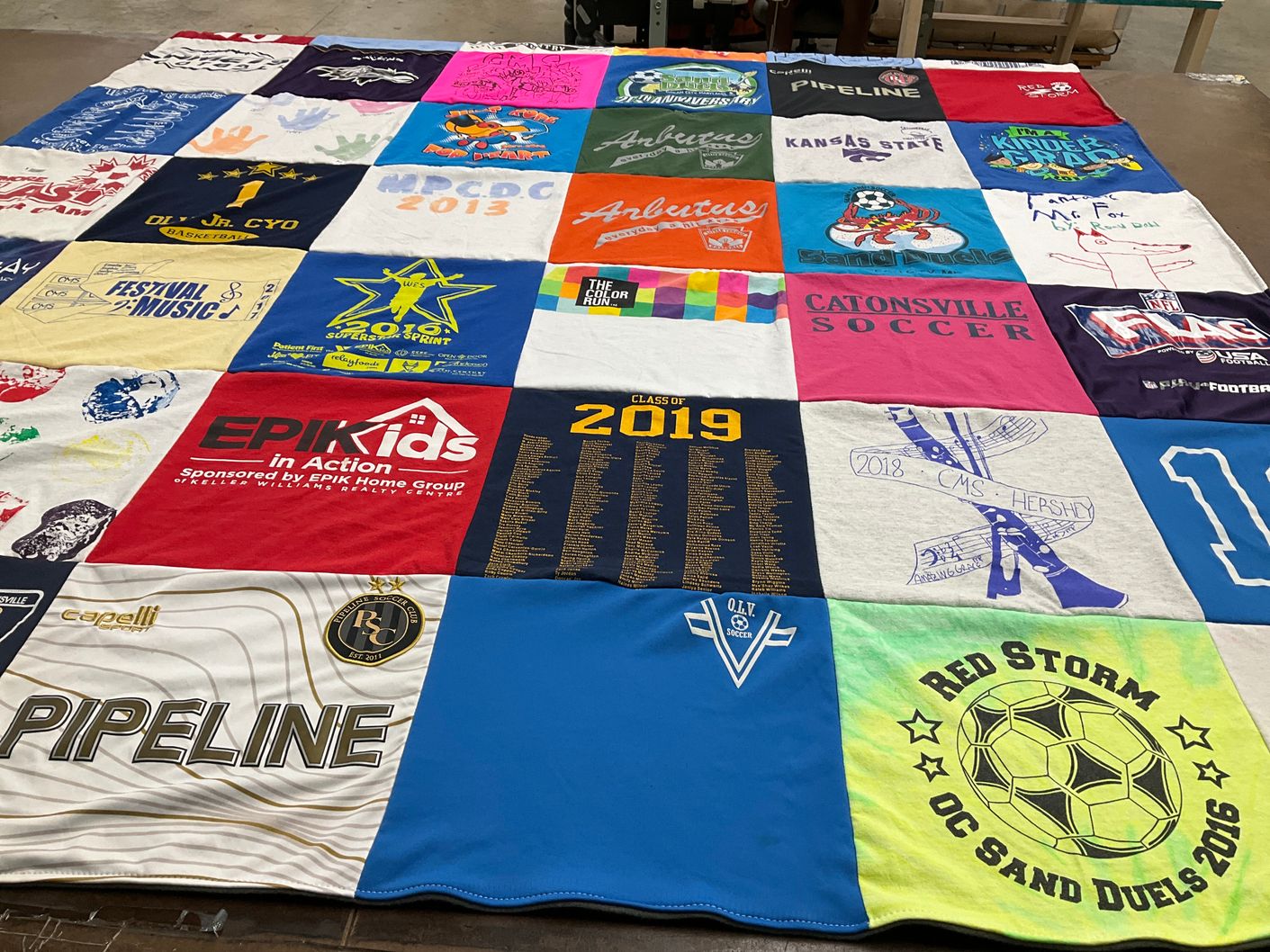 T-shirt quilt featuring red storm, pipeline soccer by Kimberly from MD