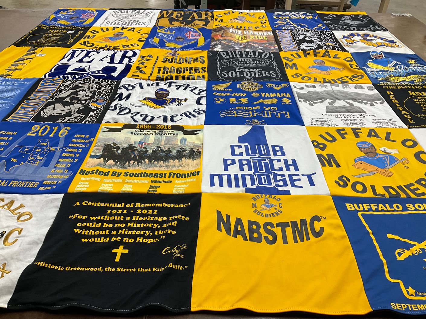 T-shirt quilt with military, history themes by Beckie from TX