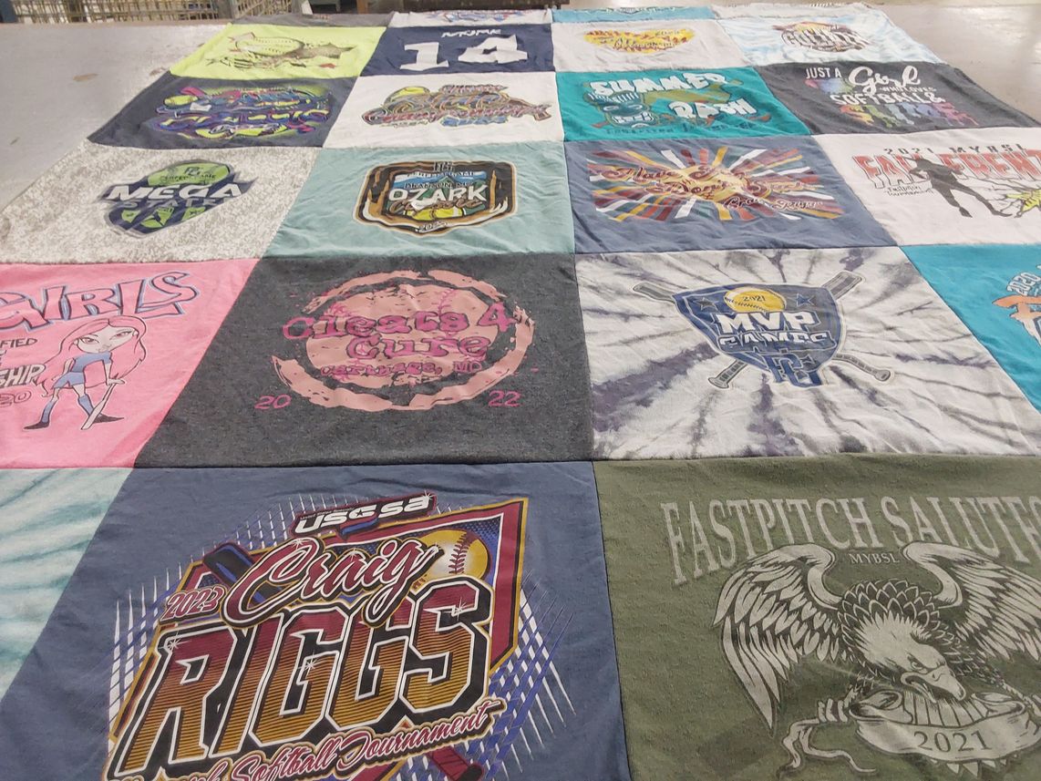 T-shirt quilt with softball themes by Sabrina from MO