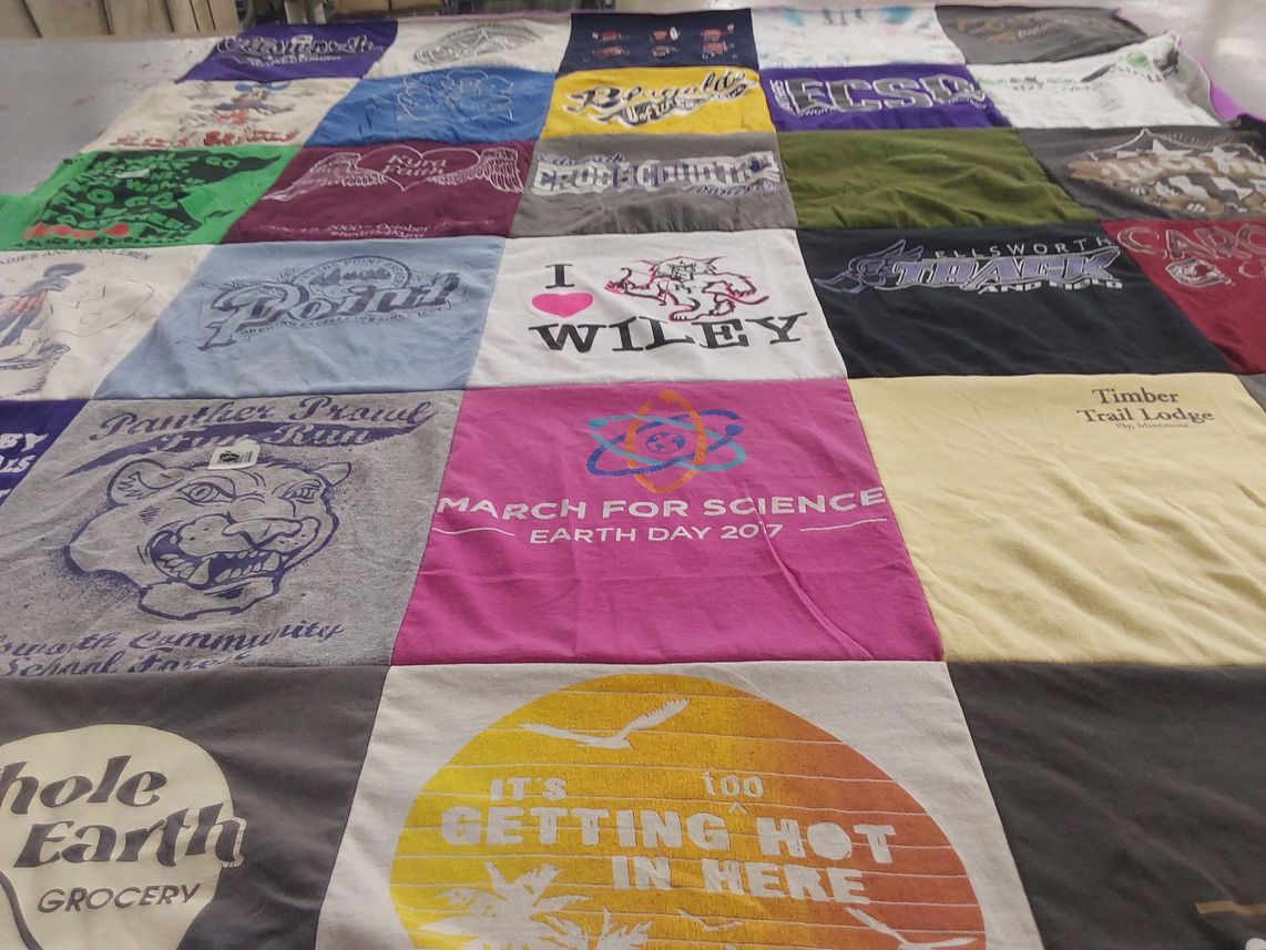 T-shirt quilt featuring wiley high school, hillsworth high school by Ellen from WI