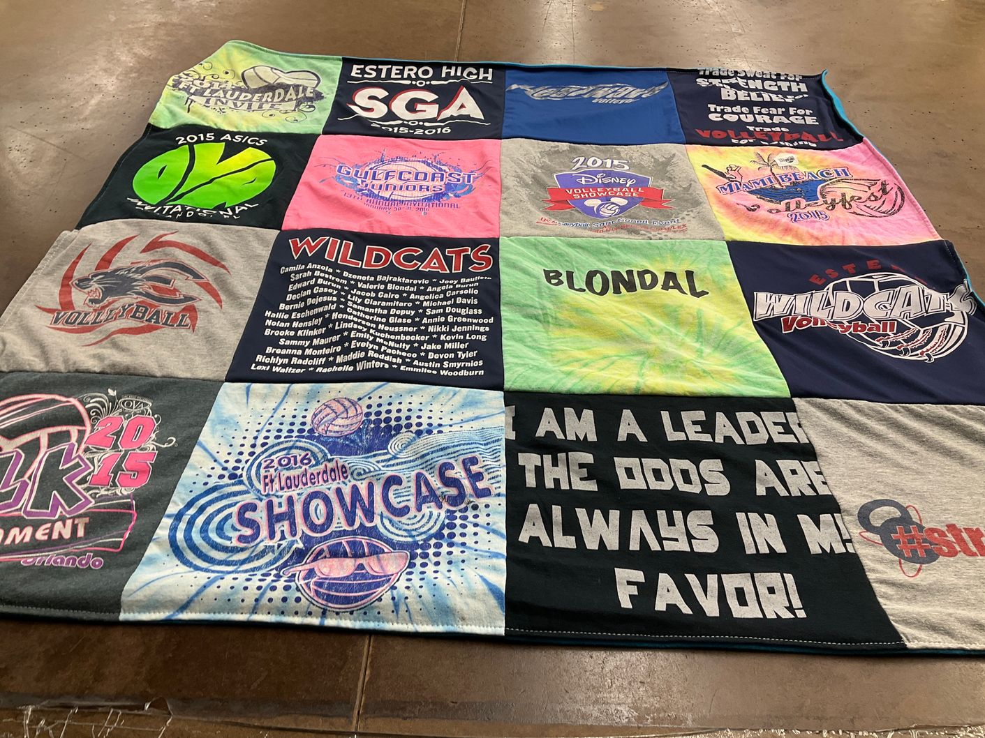 T-shirt quilt featuring estero wildcats volleyball by Marlene from FL