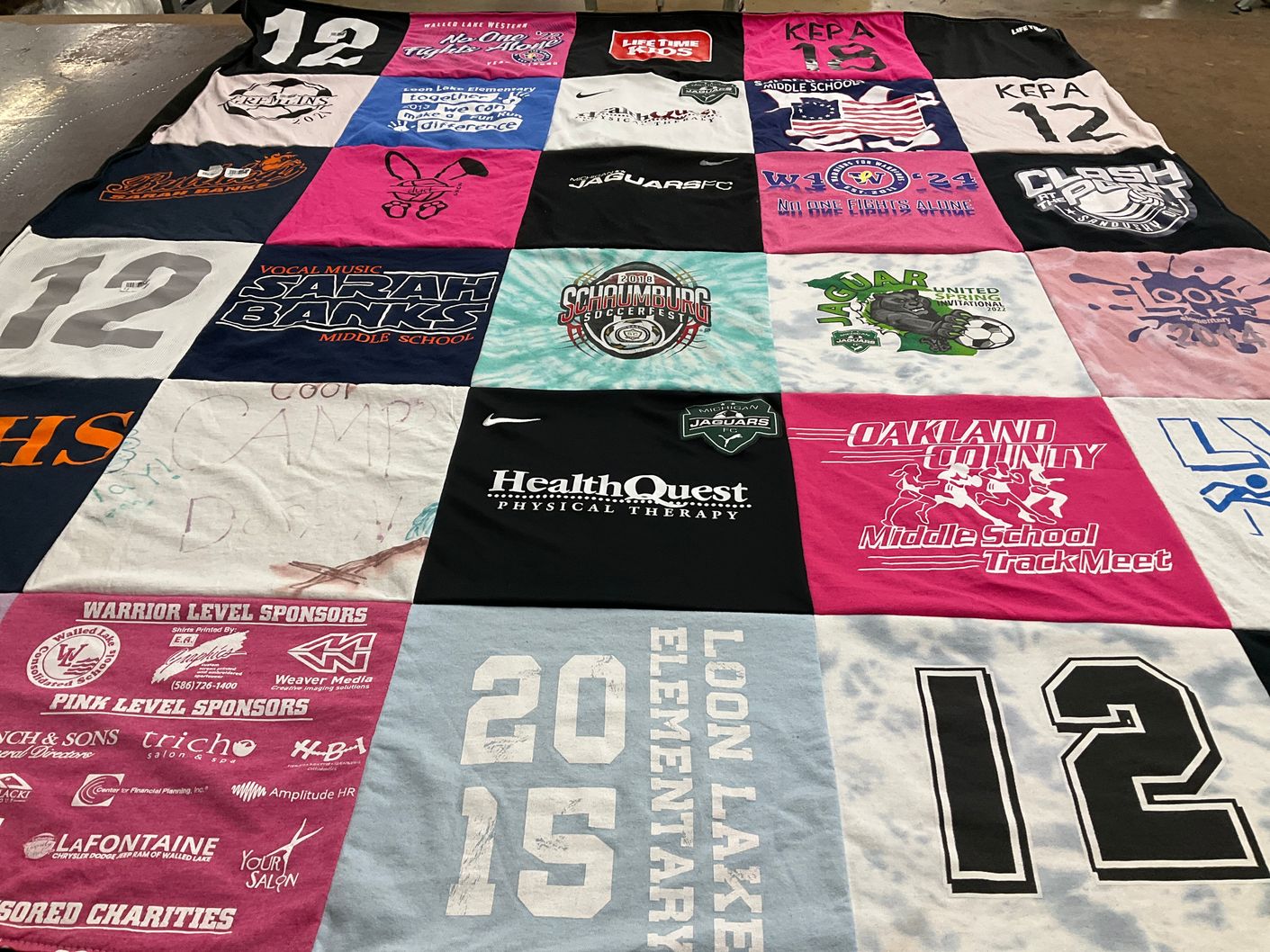 T-shirt quilt featuring jaguars, warriors by Brenda from MI