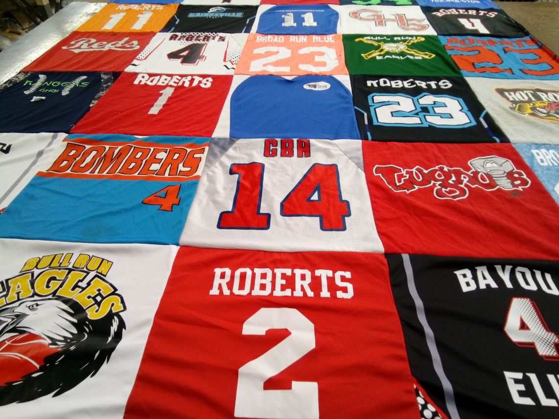 T-shirt quilt featuring bull run eagles, bombers by Christine from VA