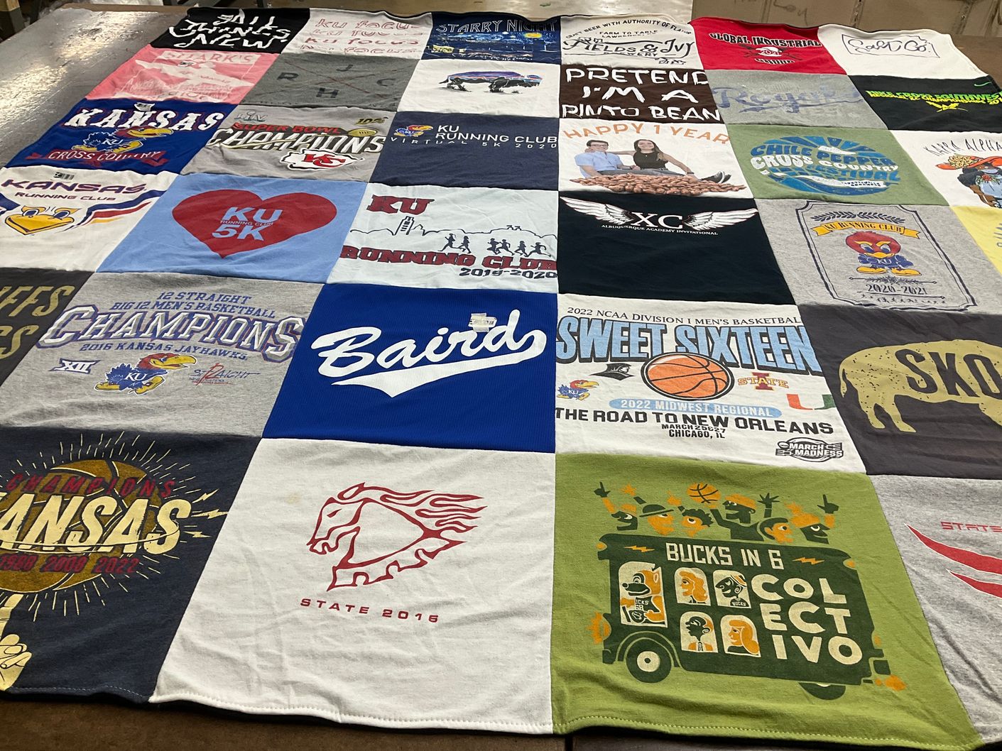 T-shirt quilt featuring kansas jayhawks basketball by Mark from KS
