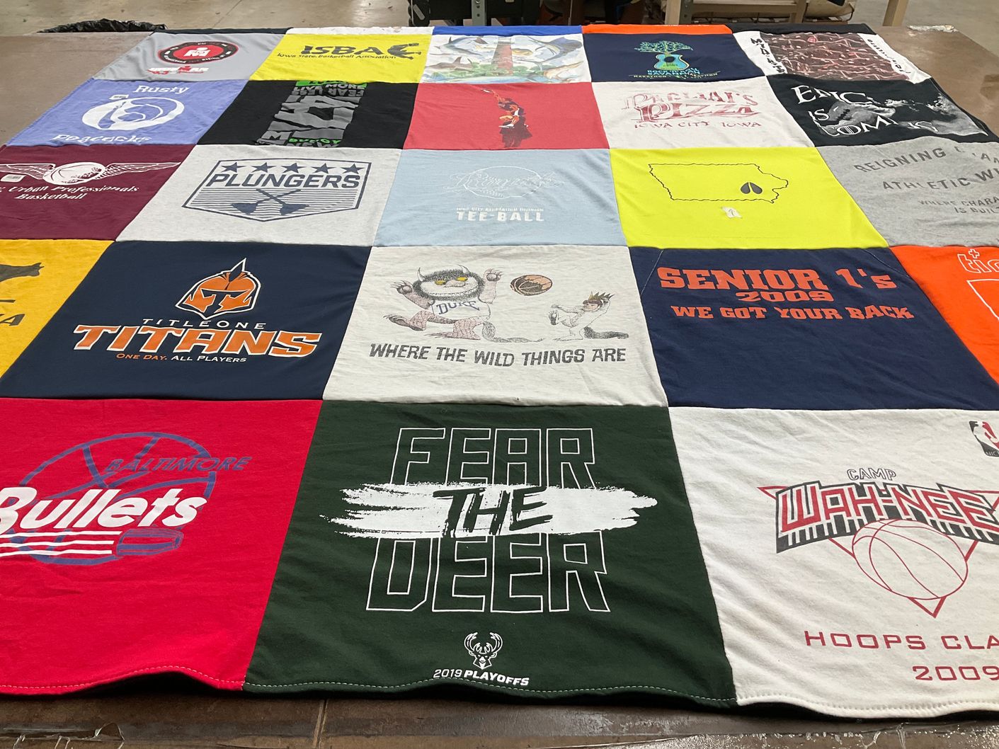 T-shirt quilt featuring titletown titans, baltimore bullets by Nicholas from FL