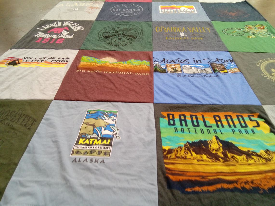 T-shirt quilt with nature, national parks themes by Kenneth from AL
