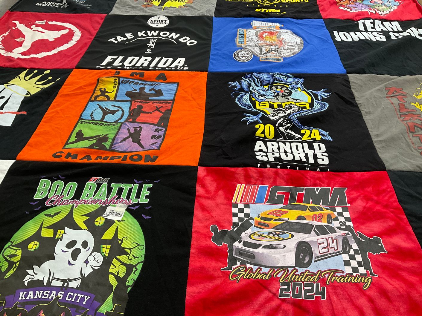 T-shirt quilt with martial arts, sports themes by David from FL