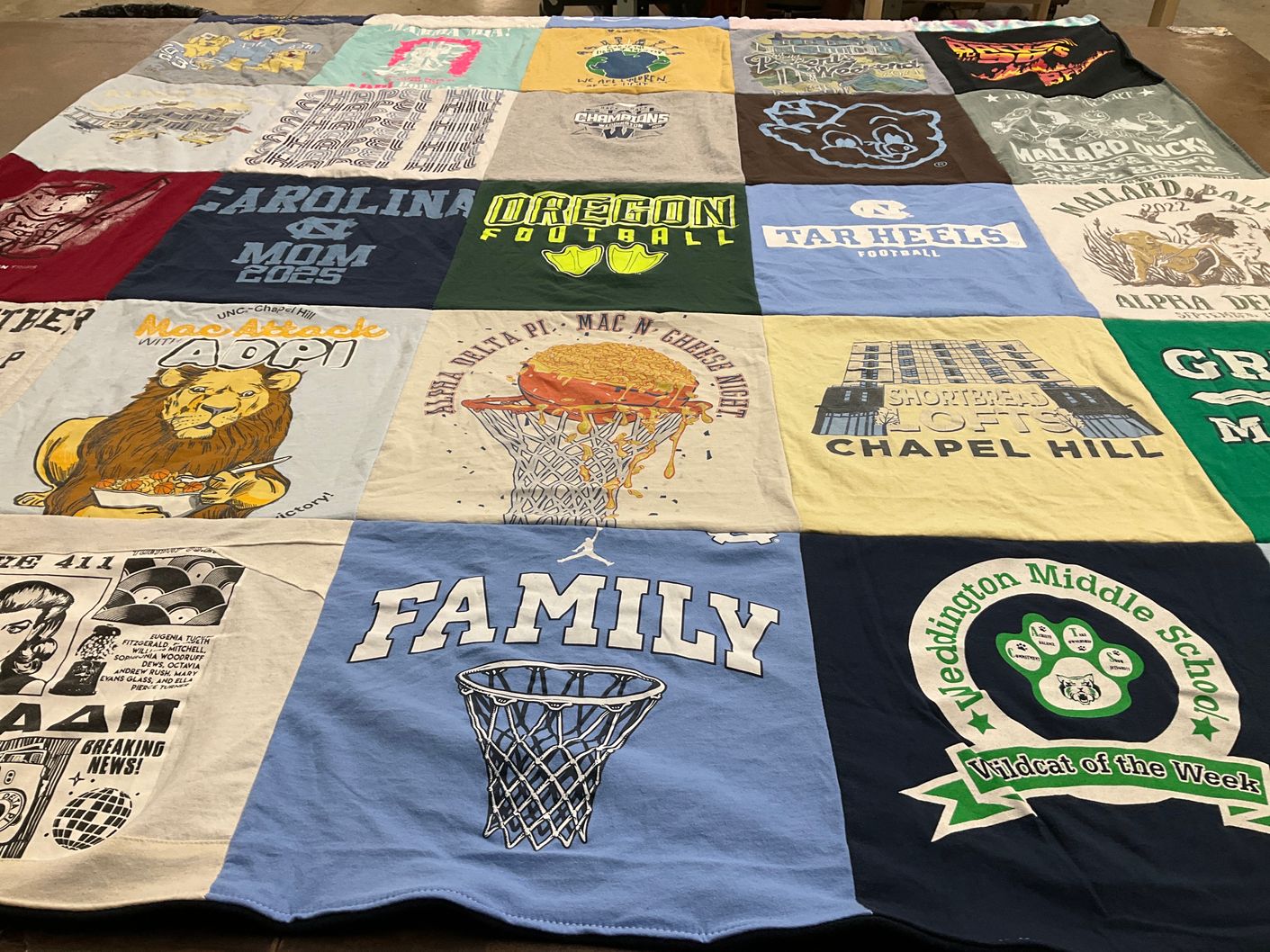 T-shirt quilt featuring university of north carolina tar heels football by Nancy from NC