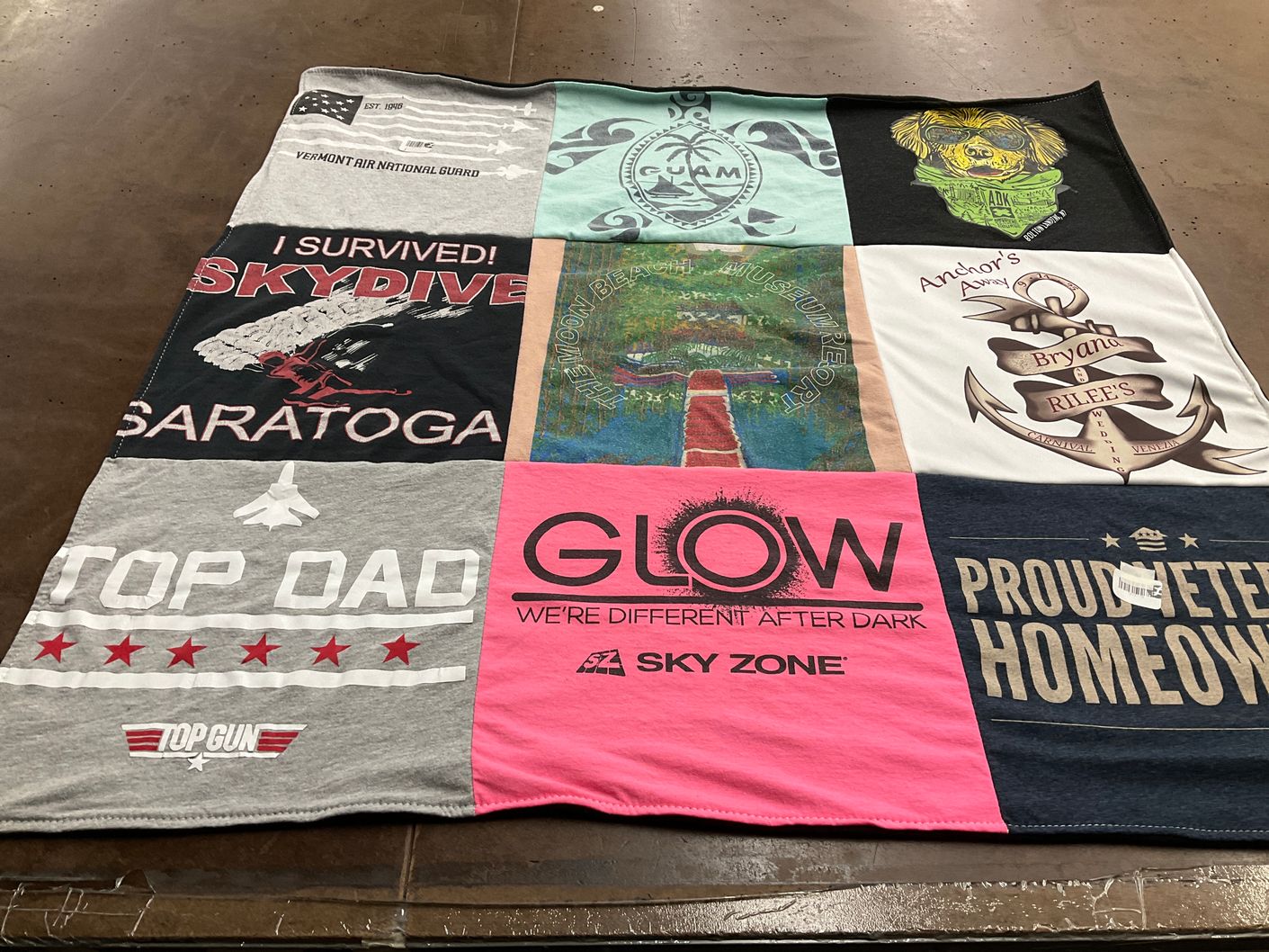 T-shirt quilt with skydiving, veterans themes by Bryana from NY