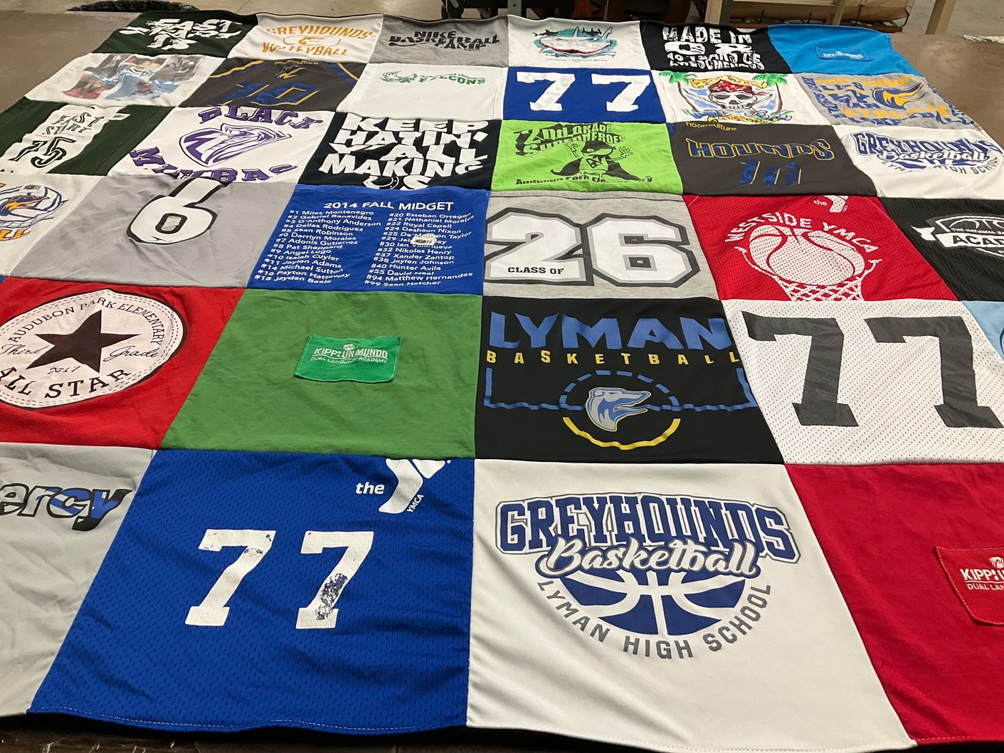 T-shirt quilt featuring greyhounds basketball, lyman basketball by Angela from FL