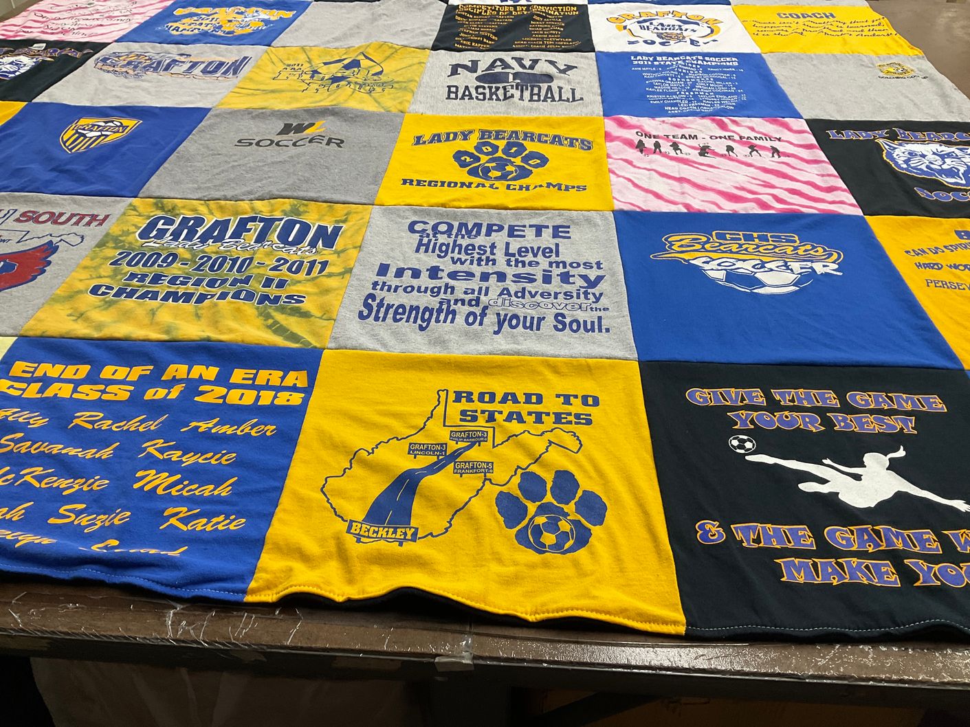 T-shirt quilt featuring grafton bearcats soccer, grafton high school basketball by Nancy from WV