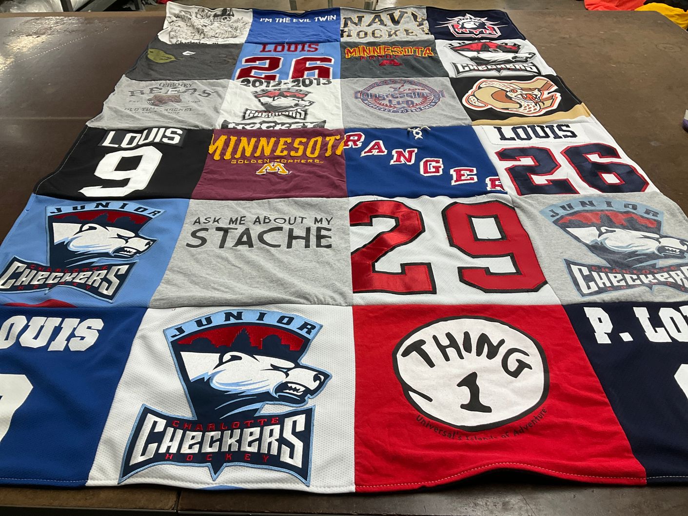 T-shirt quilt featuring charlotte checkers by Jennifer from NC