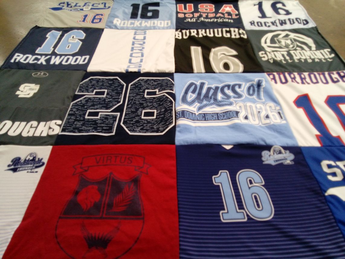 T-shirt quilt from st dominic high school by Sara from MO