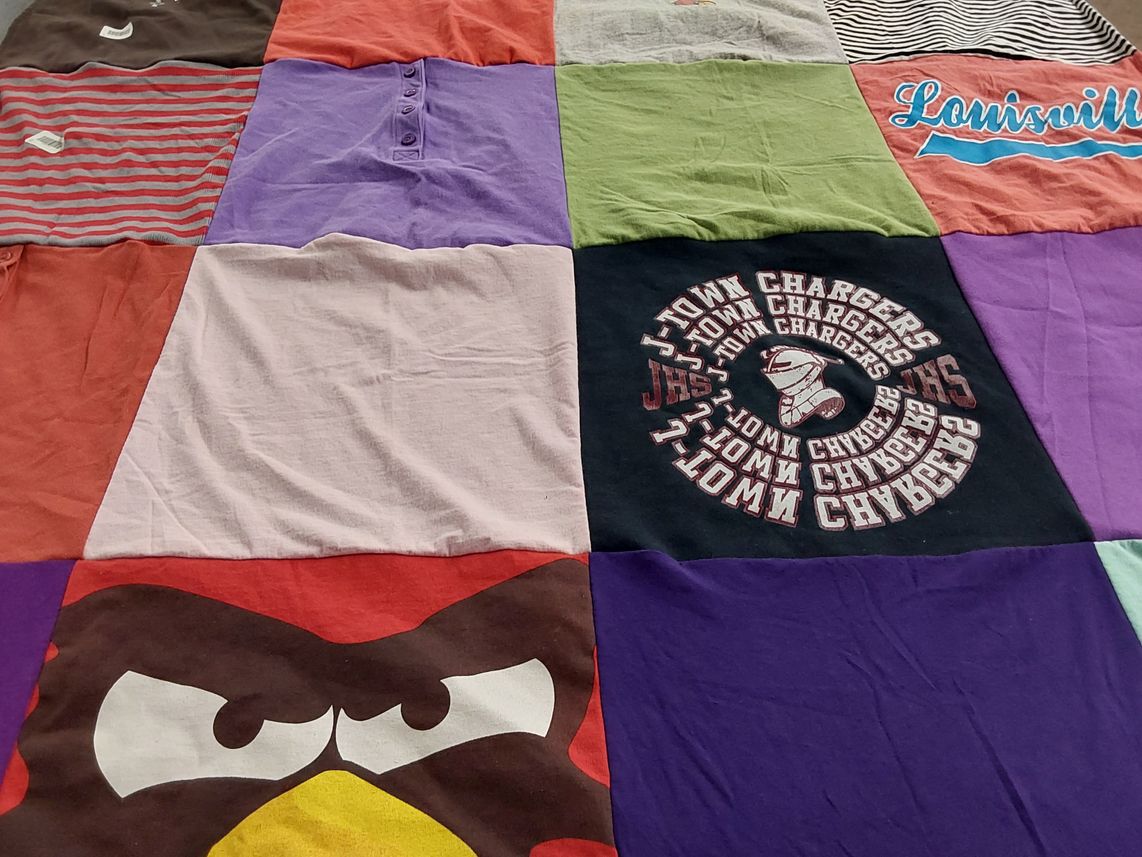 T-shirt quilt featuring j-town chargers by Alissa from KY