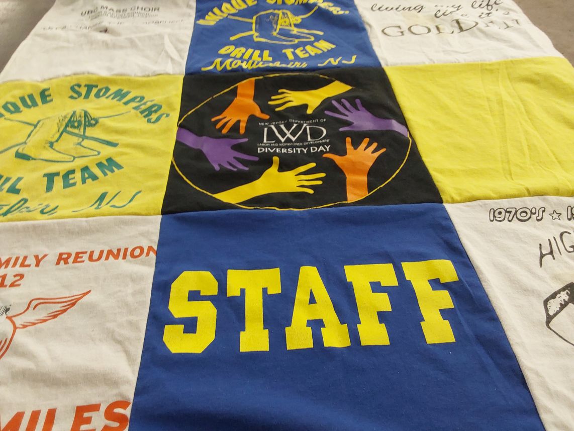 T-shirt quilt with performing arts, community service themes by Sabrina from NJ