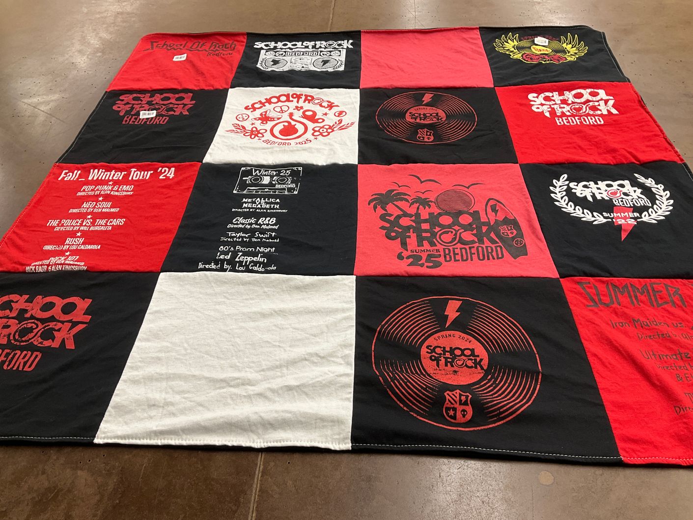 T-shirt quilt with music, rock music themes by Christeen from NY