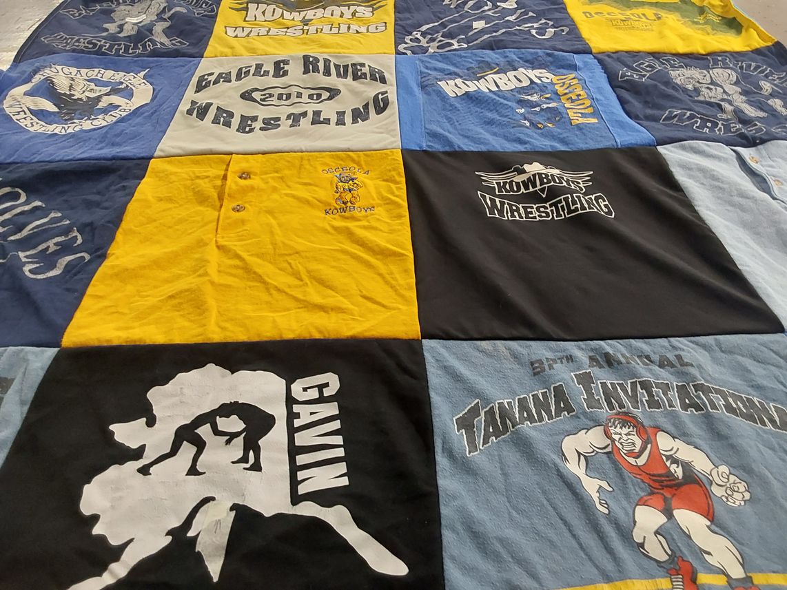 T-shirt quilt featuring scenic mountain cowboys by Tina from FL