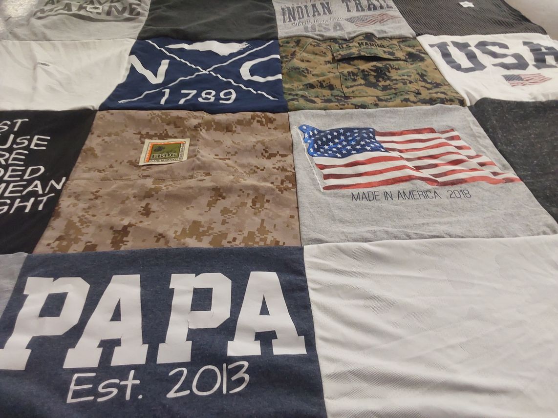 T-shirt quilt with military, patriotism themes by Santiphab from NC