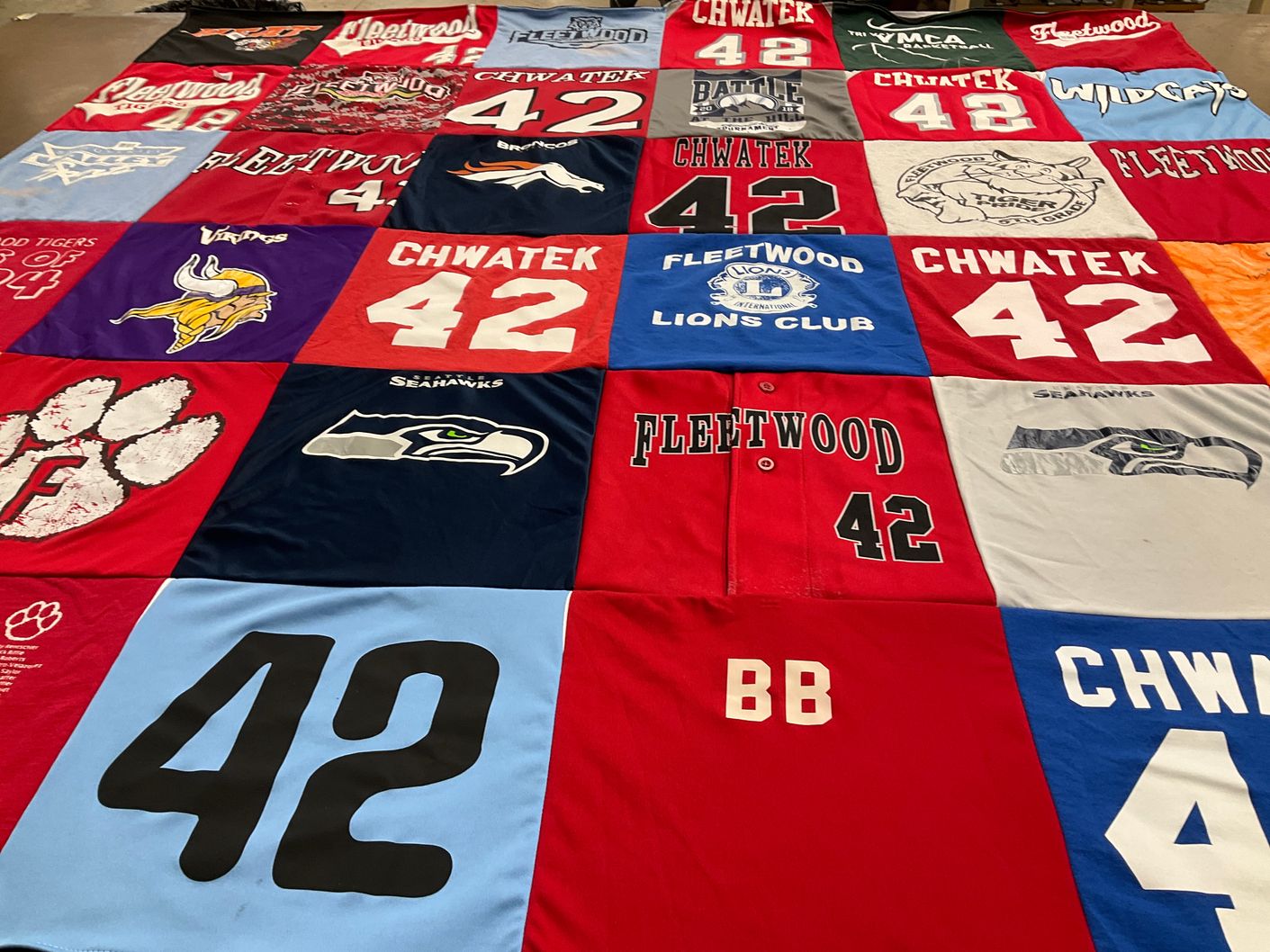 T-shirt quilt featuring seattle seahawks, fleetwood high school by Crystal from PA