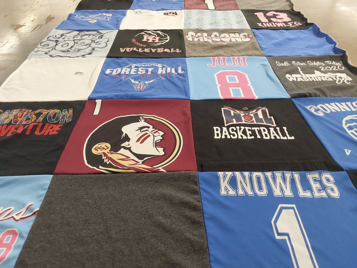 T-shirt quilt featuring knowles high school, falcons basketball team by Shelley from FL