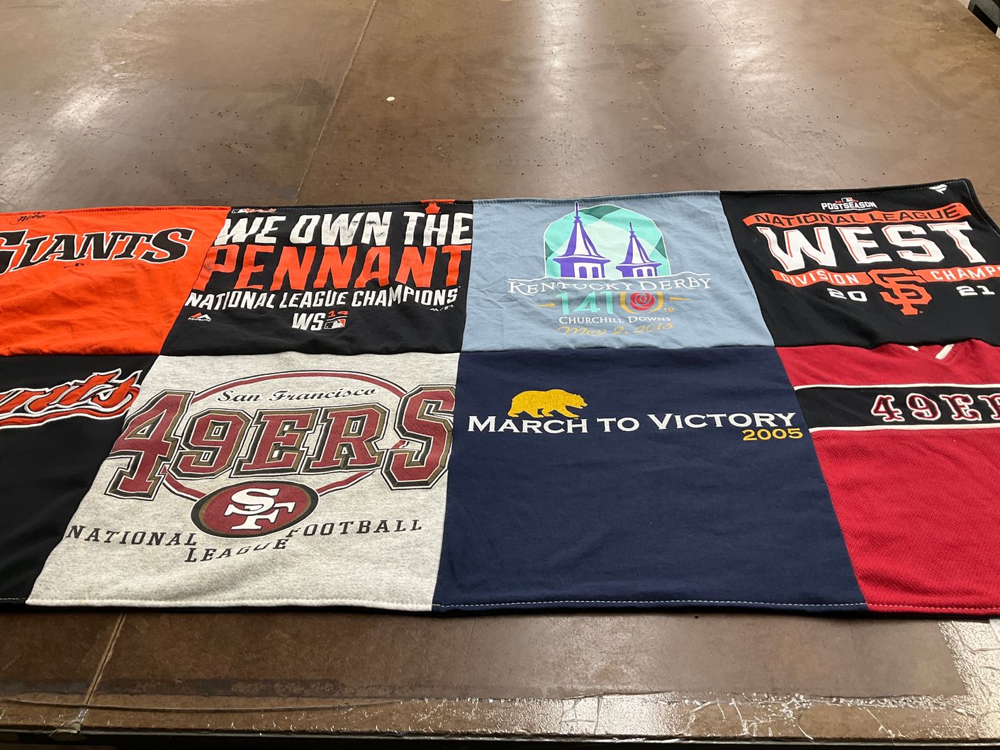 T-shirt quilt featuring san francisco giants, san francisco 49ers by Joan from CA