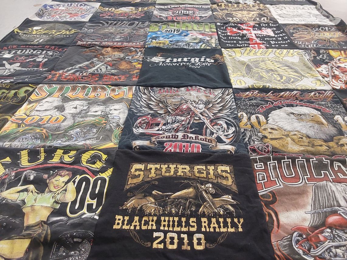 T-shirt quilt with motorcycles, rallies themes by Jessi from MN