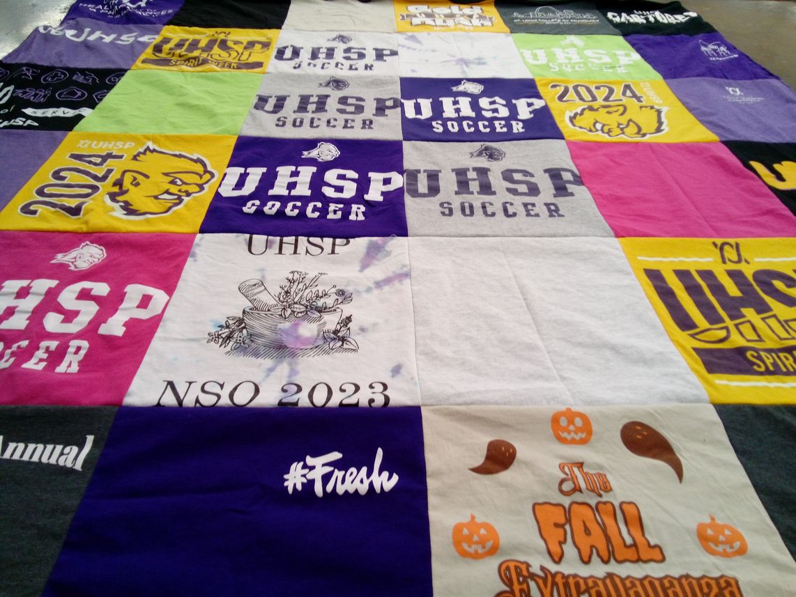 T-shirt quilt featuring soccer team of university of health sciences and pharmacy by Krysten from NC