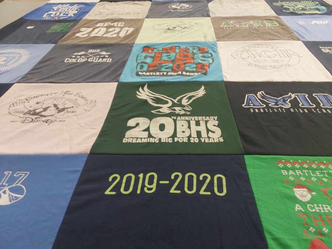T-shirt quilt from bartlett high school by Maggie from IL