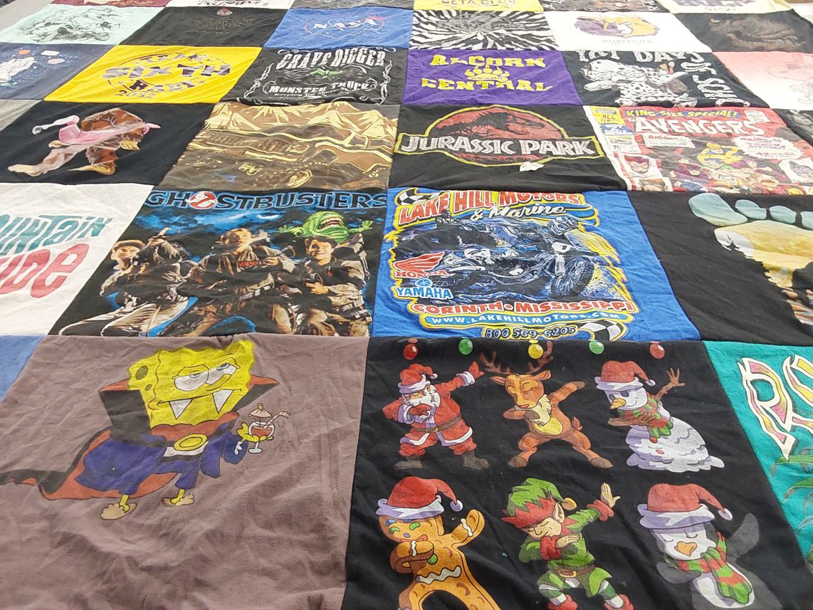 T-shirt quilt with movies, cartoons themes by Kortney from MS