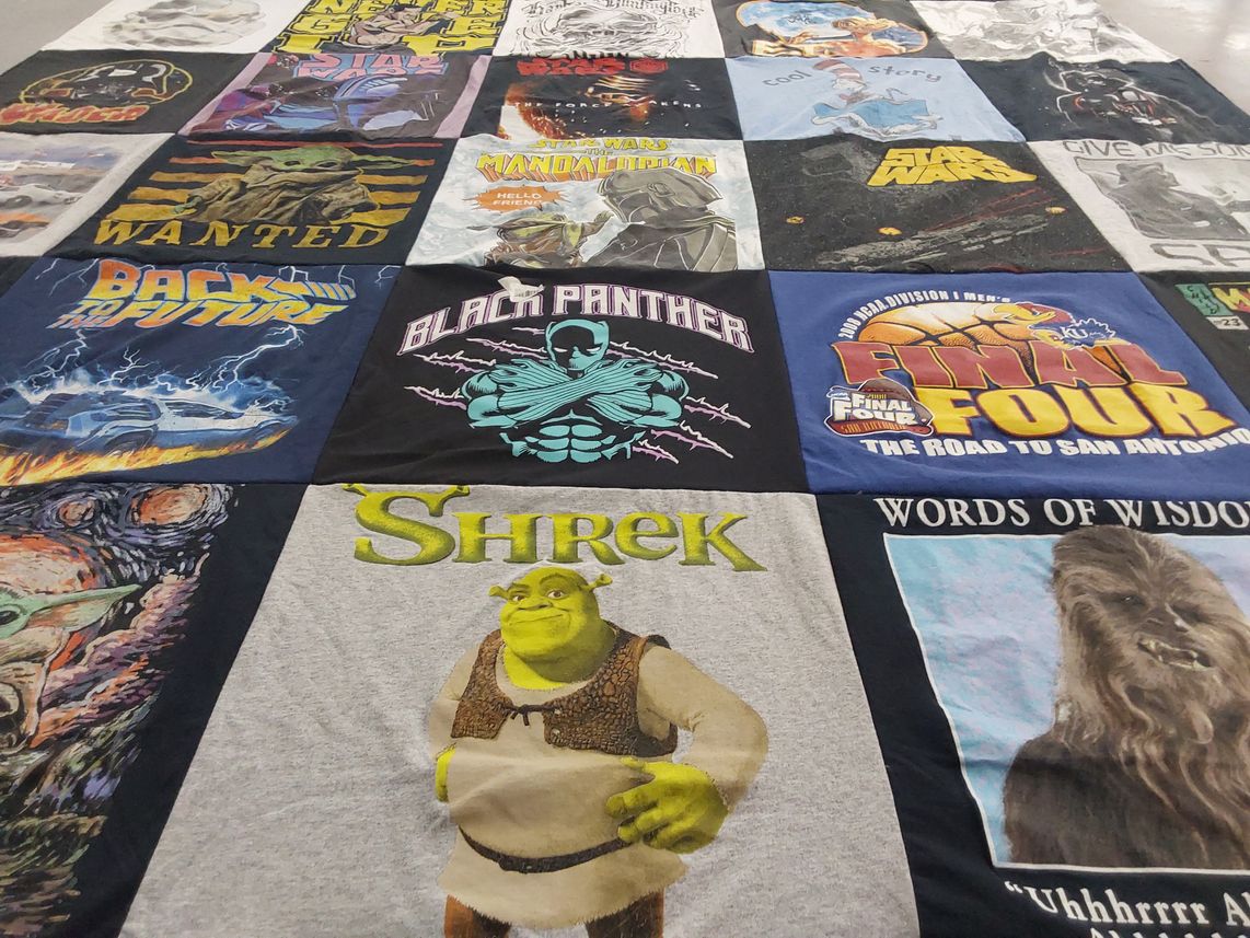 T-shirt quilt featuring university of kansas basketball by Arlene from KS