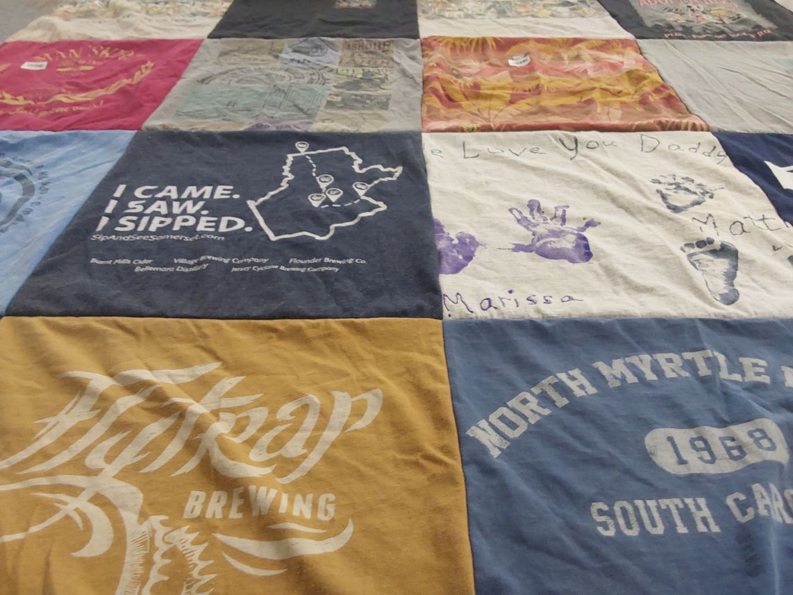 T-shirt quilt with craft beer, family themes by Alison from SC