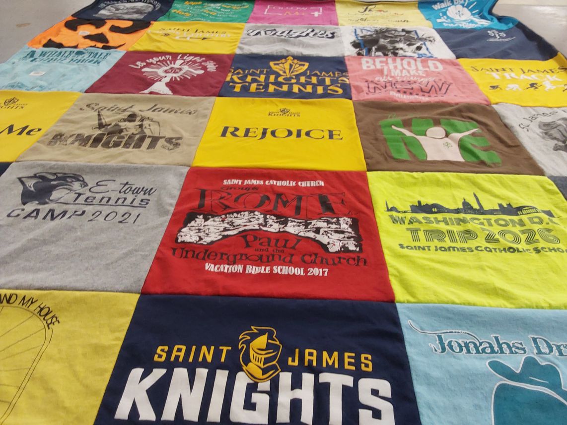 T-shirt quilt featuring saint james knights by Aileen from KY