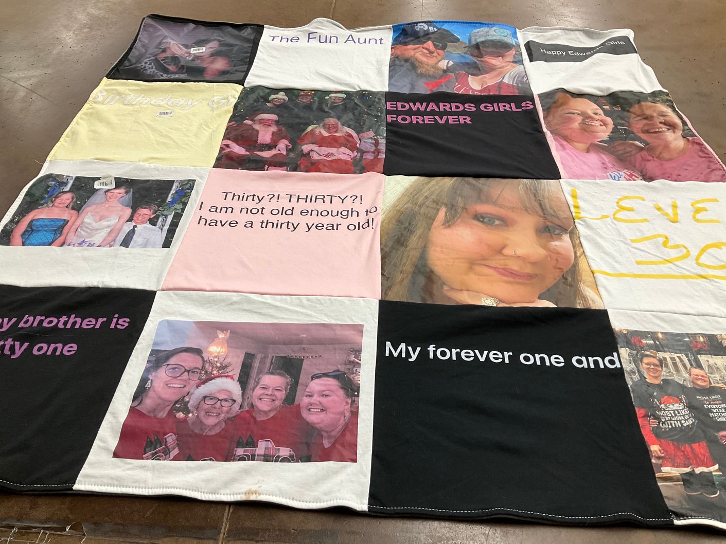 T-shirt quilt with celebrations, birthdays themes by Teri from WA
