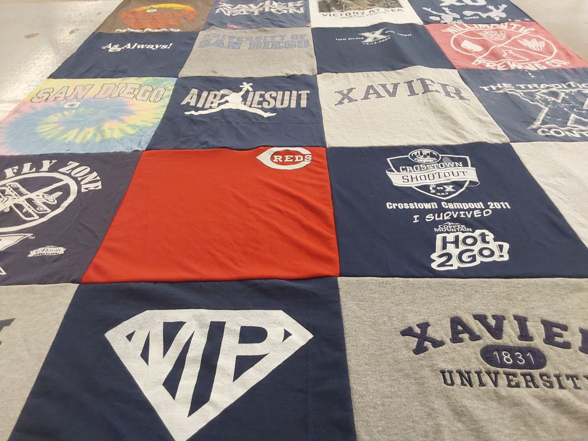 T-shirt quilt from xavier university by Taylor from OH