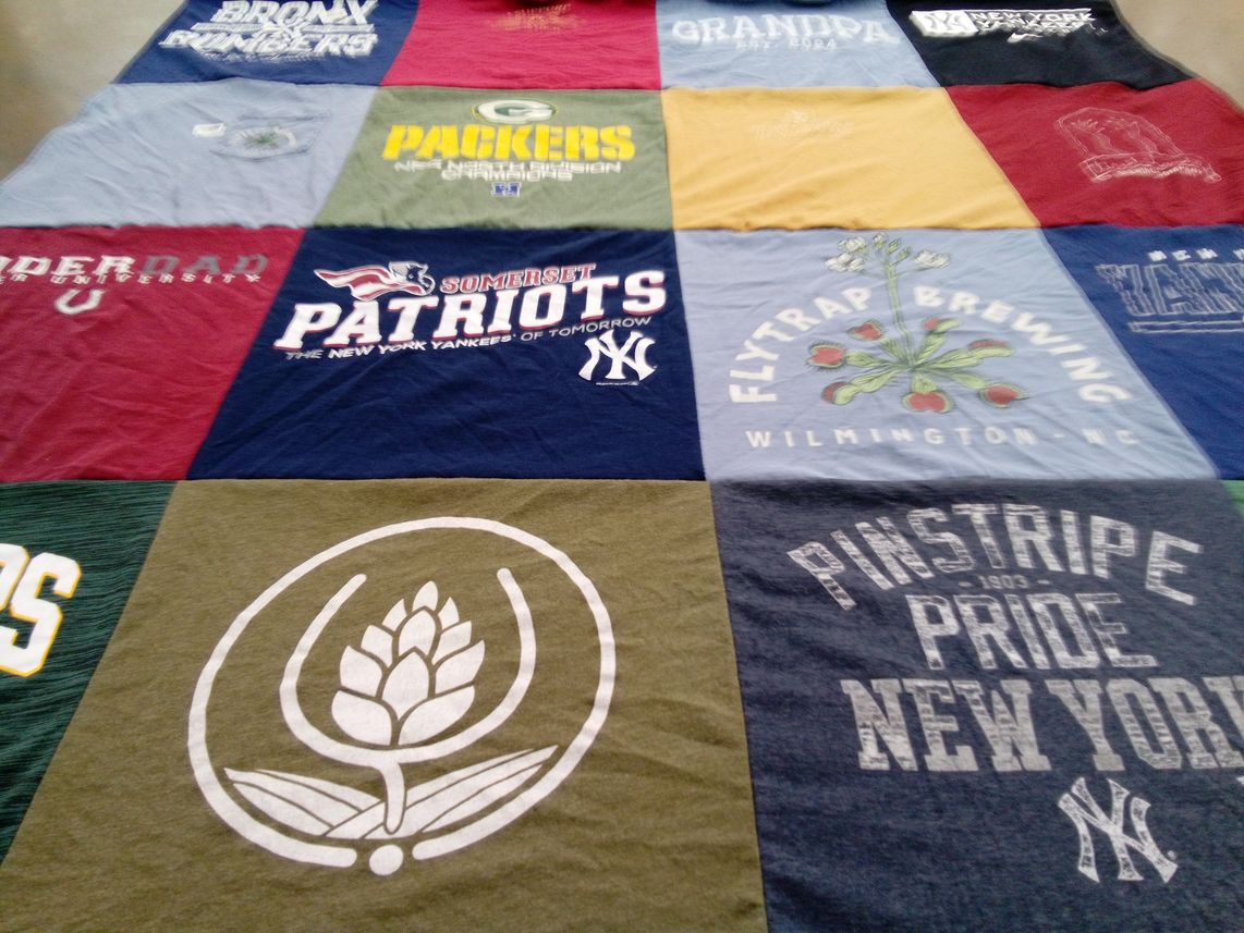 T-shirt quilt featuring new york yankees, green bay packers by Alison from PA