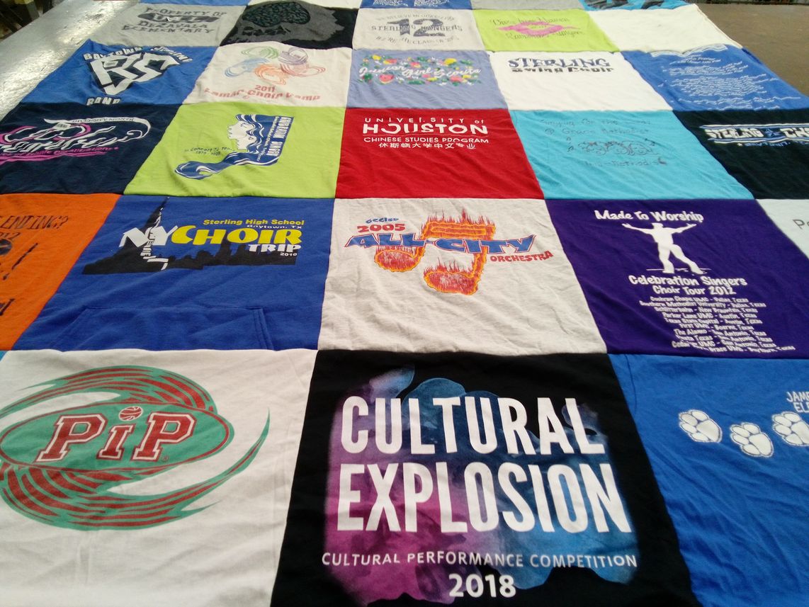 T-shirt quilt from sterling high school, university of houston by Elizabeth from TX