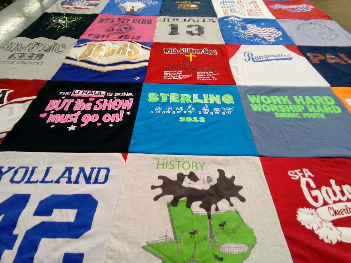 T-shirt quilt featuring sterling high school cheerleaders by Elizabeth from TX