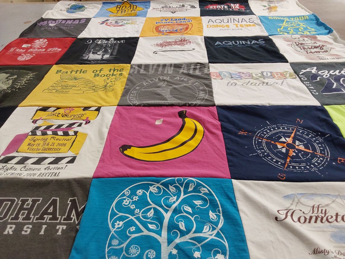 T-shirt quilt from fordham university, viterbo university by Lauren from WI