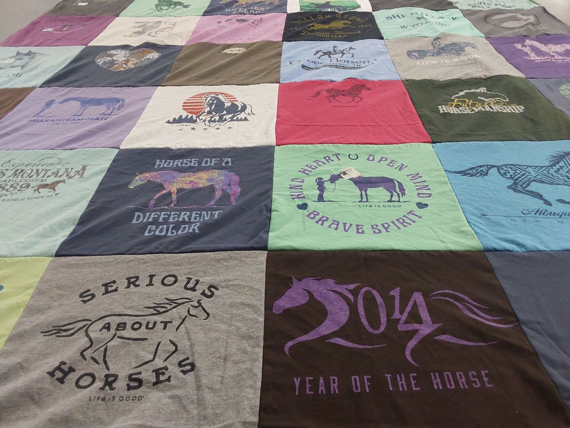 T-shirt quilt with horses, horseback riding themes by ROSEMARY from GA