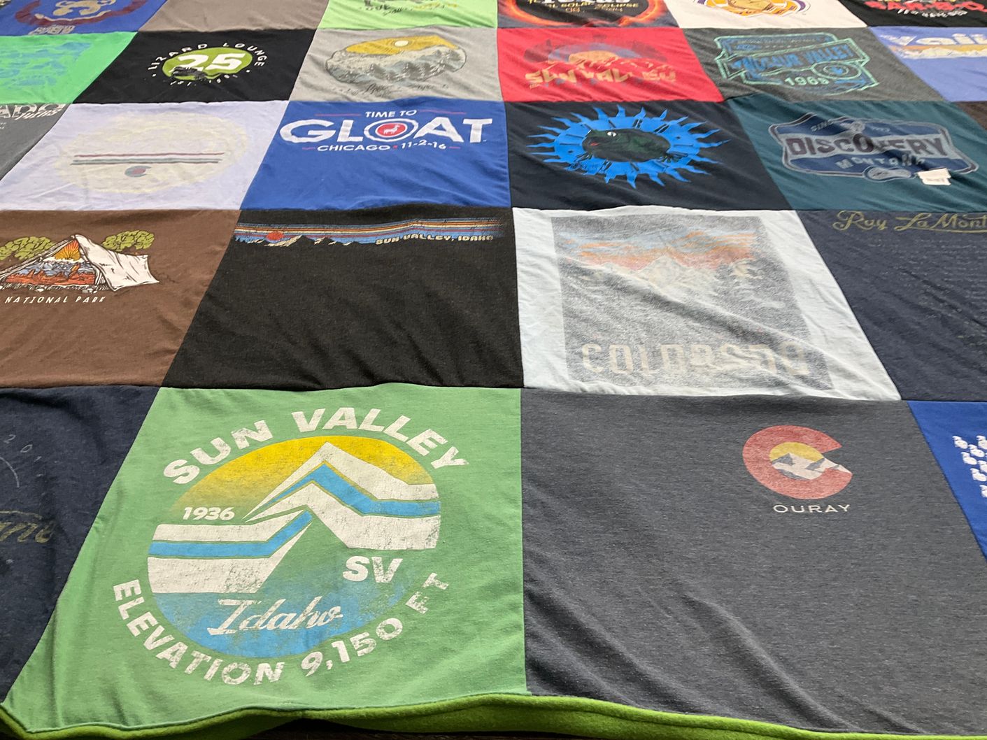 T-shirt quilt with national parks themes by Micah from TX