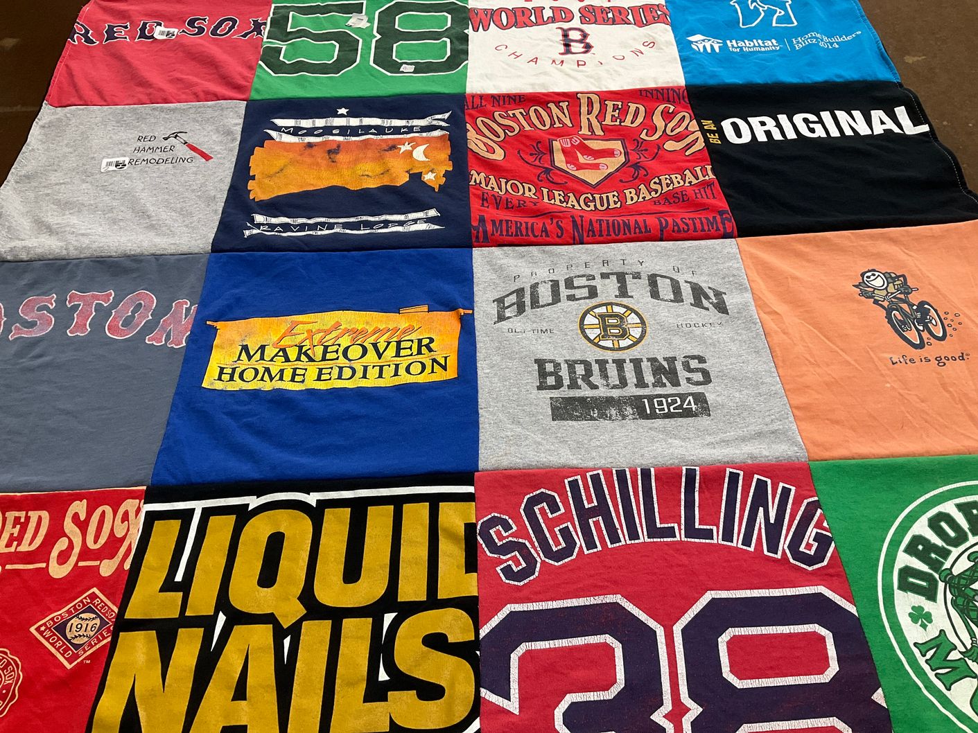 T-shirt quilt featuring boston red sox, boston bruins by Jessica from FL