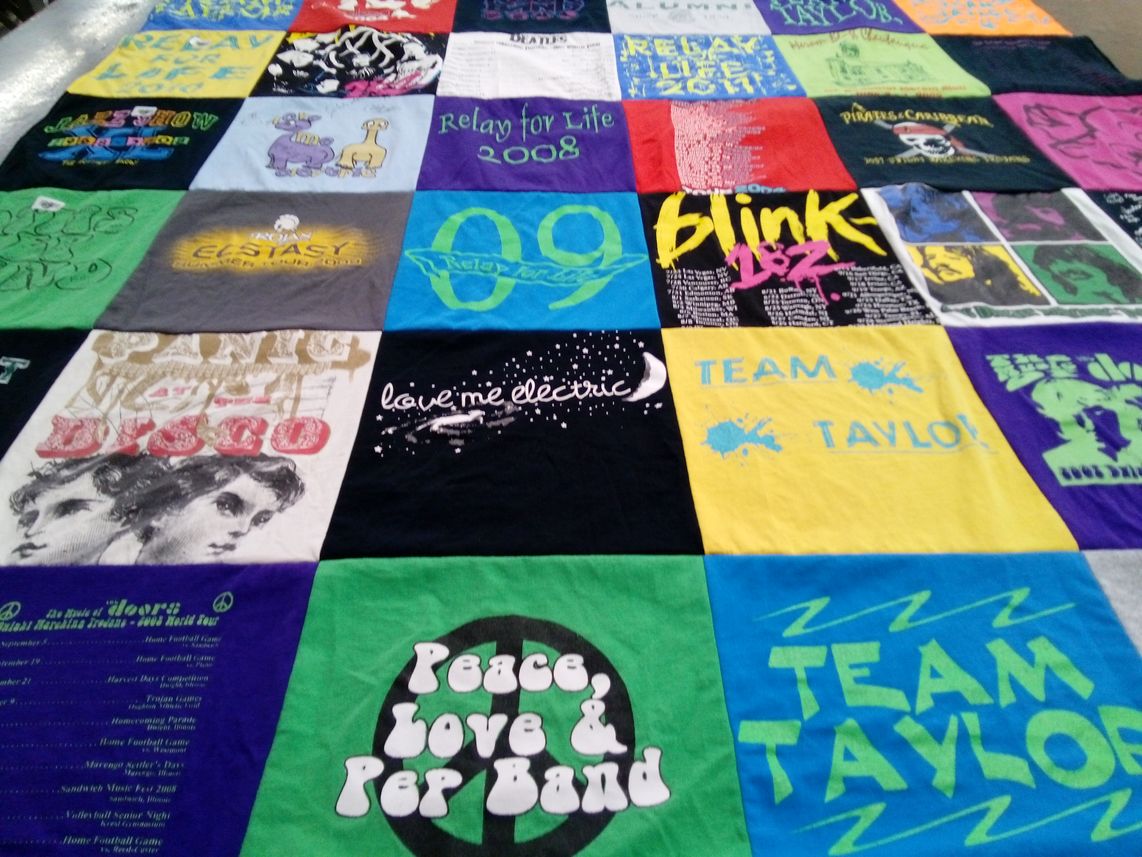 T-shirt quilt with music, events themes by Katharine from IL